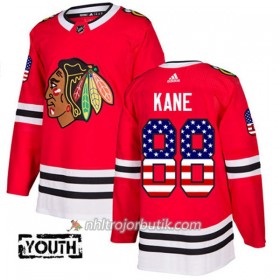 Barn Ishockey Chicago Blackhawks Tröja Patrick Kane 88 Adidas 2017-2018 Röd USA Flag Fashion Authentic